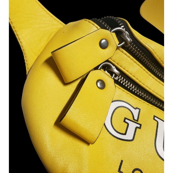 Rare - Yellow Guess Los Angeles Logo Belt Bag Crossbody Adjustable Strap - Picture 14 of 16